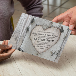 Convites Casamento Rústico no Campo sob a Árvore Bétula Pra