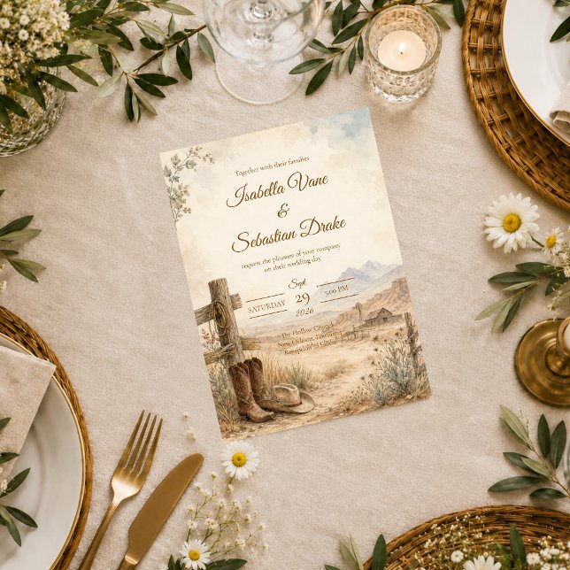 Convites Casamento Rústico no Deserto Ocidental (Criador carregado)
