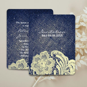 Convites casamento rústico ocidental país azul marinho rend