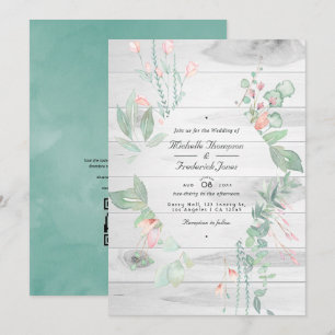 Convites Casamento Rústico Pastel com Vegetação no Jardim R