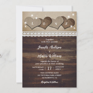 Convites Casamento Rústico por Vintage Burlap e Lace