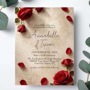 Convites Casamento Rústico Romântico com Rosas Vermelhas