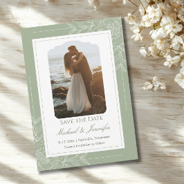Convites Casamento Rústico Sage Verde e Branco Moderno