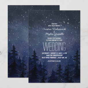 Convites Casamento Rústico sob o Céu Noturno na Floresta