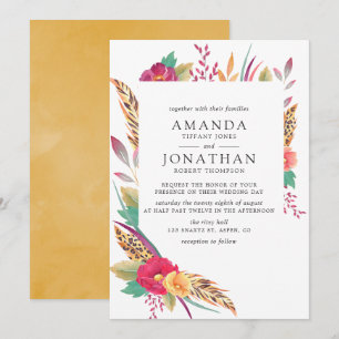 Convites Casamento Safari Floral em Aquarela
