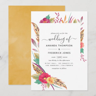 Convites Casamento Safari Floral em Aquarela