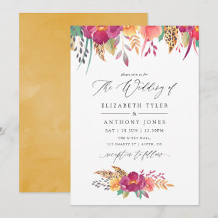 Convites Casamento Safari Floral em Aquarela