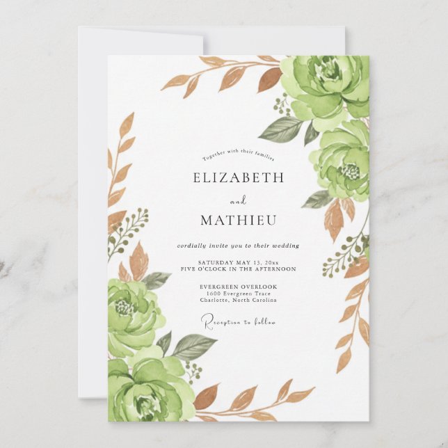 Convites Casamento Sage Bloom (Frente)