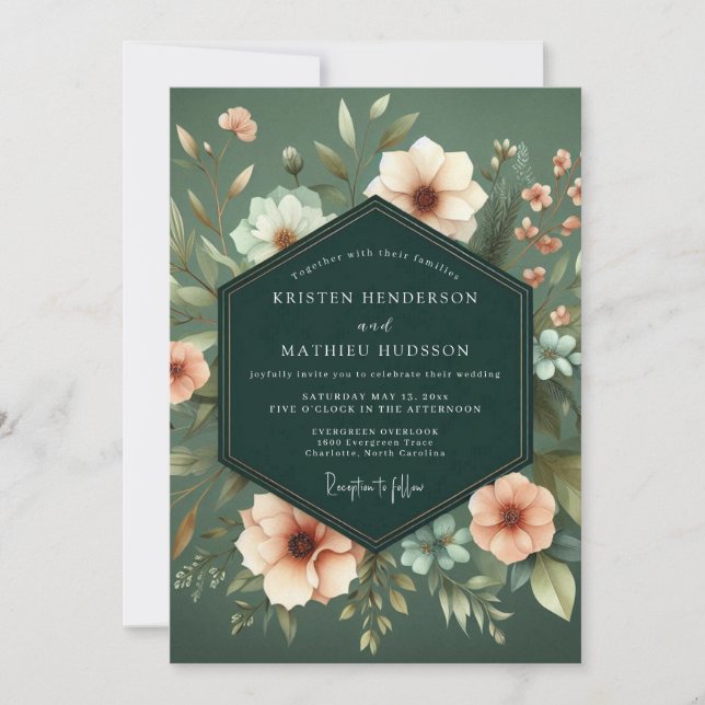 Convites Casamento Sage Blush Chiaroscuro (Frente)