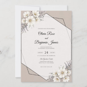 Convites Casamento Sage Folhagem Prata Taupe