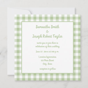 Convites Casamento Sage Gingham Country