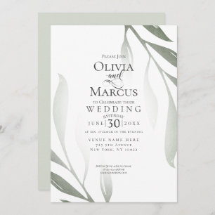 Convites Casamento Sage Green Olive Branch Leaf