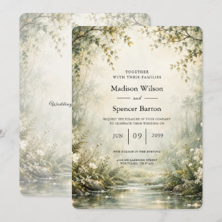 Convites Casamento Sage Ivory Firefly Bosque