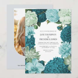 Convites Casamento Sage Mint, Ocean Teal & Ice Bluebell