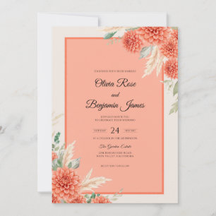 Convites Casamento Salmon Dahlia