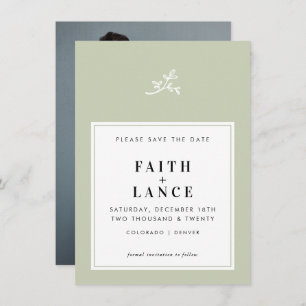 Convites CASAMENTO SALVAR A DATA DO simples galho giro verd