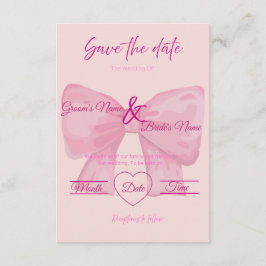 Convites Casamento "Salve a Data" com Laço Rosa Elegante