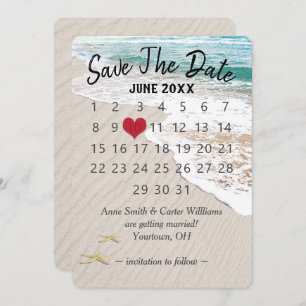 Convites Casamento Salve o Calendário de Datas no Mar do Oc