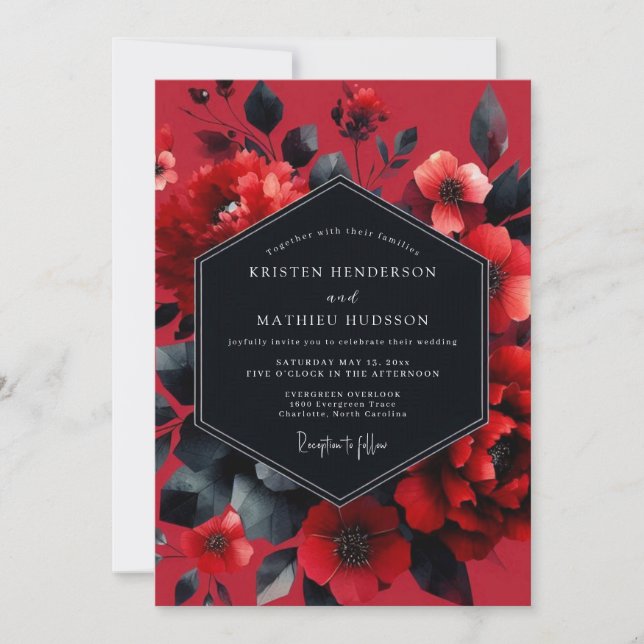 Convites Casamento Scarlet Moody Bloom (Frente)