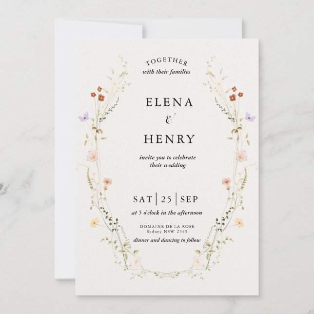 Convites Casamento Secreto De Pastel Selvagem (Frente)