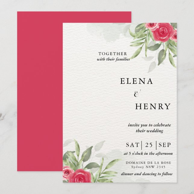 Convites Casamento Secreto De Pastel Selvagem (Frente/Verso)