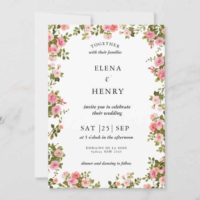Convites Casamento Secreto De Pastel Wildflower Inv (Frente)