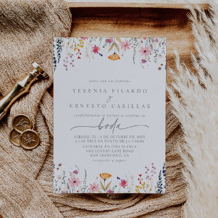 Convites Casamento Selvagem Colorido de Primavera Espanhol
