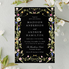 Convites Casamento Selvagem Colorido em Campo de Flores Pre