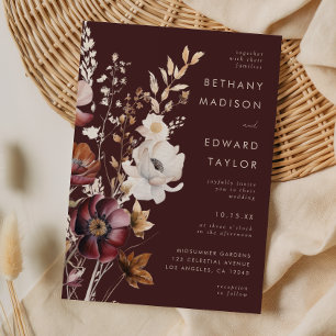 Convites Casamento Selvagem de Flor Silvestre de Outono Boh