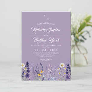 Convites Casamento Selvagem Roxo Moderno e Elegante