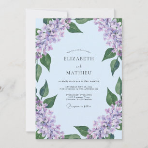 Convites Casamento Seráfico Lilás Azul Pálido