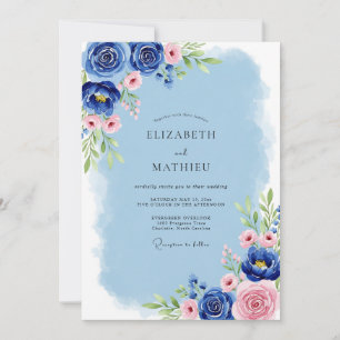 Convites Casamento Sereno Azul Cobalto na Primavera