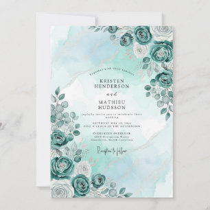 Convites Casamento Sereno de Inverno em Verde-Menta