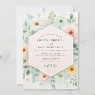 Convites Casamento Sereno de Primavera em Verde Menta