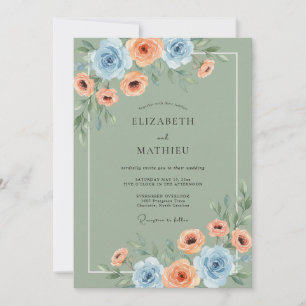 Convites Casamento Sereno de Primavera em Verde Sage