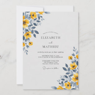Convites Casamento Sereno em Aquarela Amarela