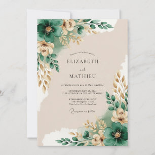 Convites Casamento Sereno Verde Esmeralda na Floresta