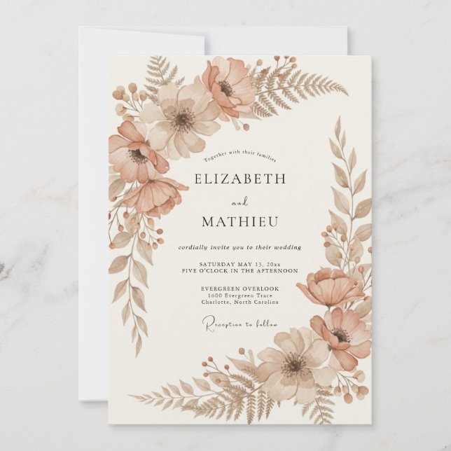 Convites Casamento Sienna Outonal Quente (Frente)