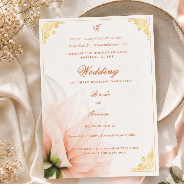 Convites Casamento Sikh Elegante | Casamento Punjabi (Criador carregado)
