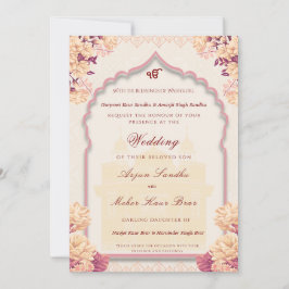 Convites Casamento Sikh Floral Elegante | Casamento Punjabi