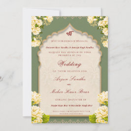 Convites Casamento Sikh Floral Elegante | Casamento Punjabi