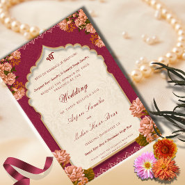 Convites Casamento Sikh Floral Elegante | Casamento Punjabi