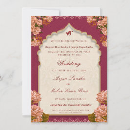 Convites Casamento Sikh Floral Elegante | Casamento Punjabi