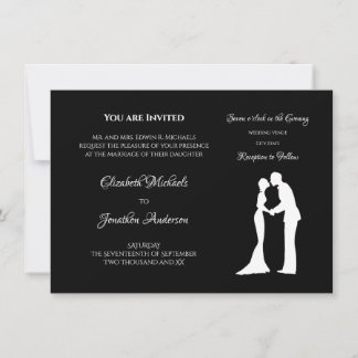 Convites Casamento Silhueta Preto Branco