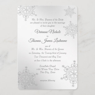 Convites Casamento Silver Snowflakes