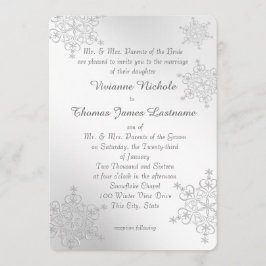 Convites Casamento Silver Snowflakes