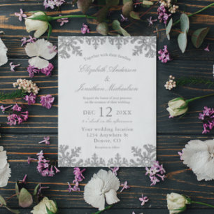 Convites Casamento Silver Winter Snowflake
