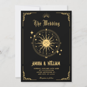 Convites Casamento símbolo arte boho sol lua antigo