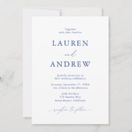 Convites Casamento Simple Minimalist 3 de Marselha Bleu