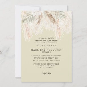 Convites Casamento Simples Amarelo Pampas